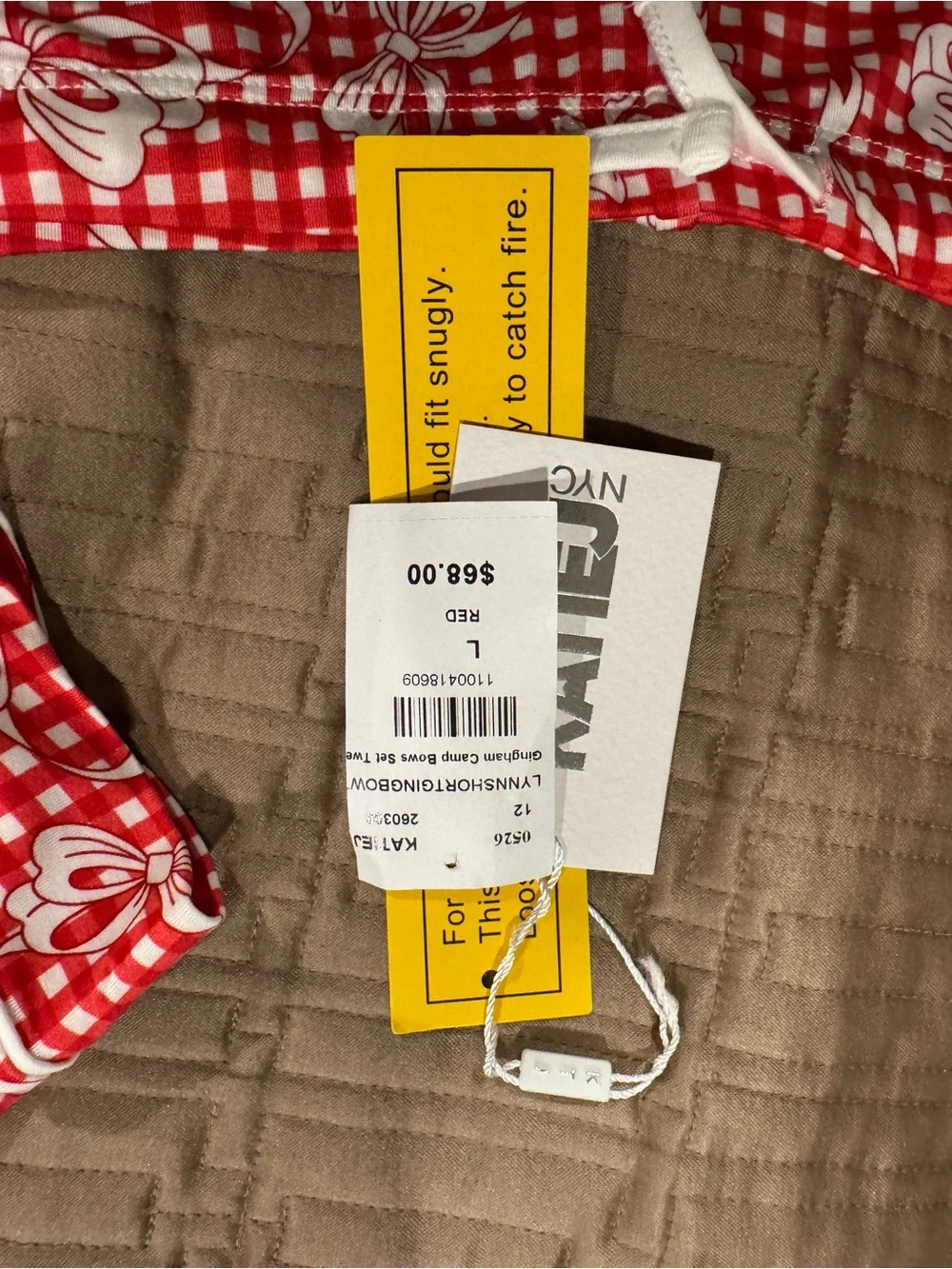 Kids KatieJ Red Gingham Bow Print Pajama Set